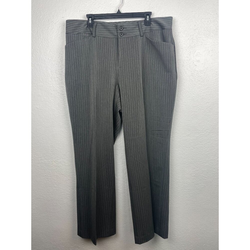 NWT Eddie Bauer Women's Gray Striped BLAKELY FIT Dress Pants - Size 20W